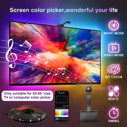 Wi-fi Tv Led retroilluminazione schermo a nastro Rgb sincronizzazione a colori Led Strip Light per Tv/Pc da 55-65 pollici compatibile con Alexa e Google Assistant