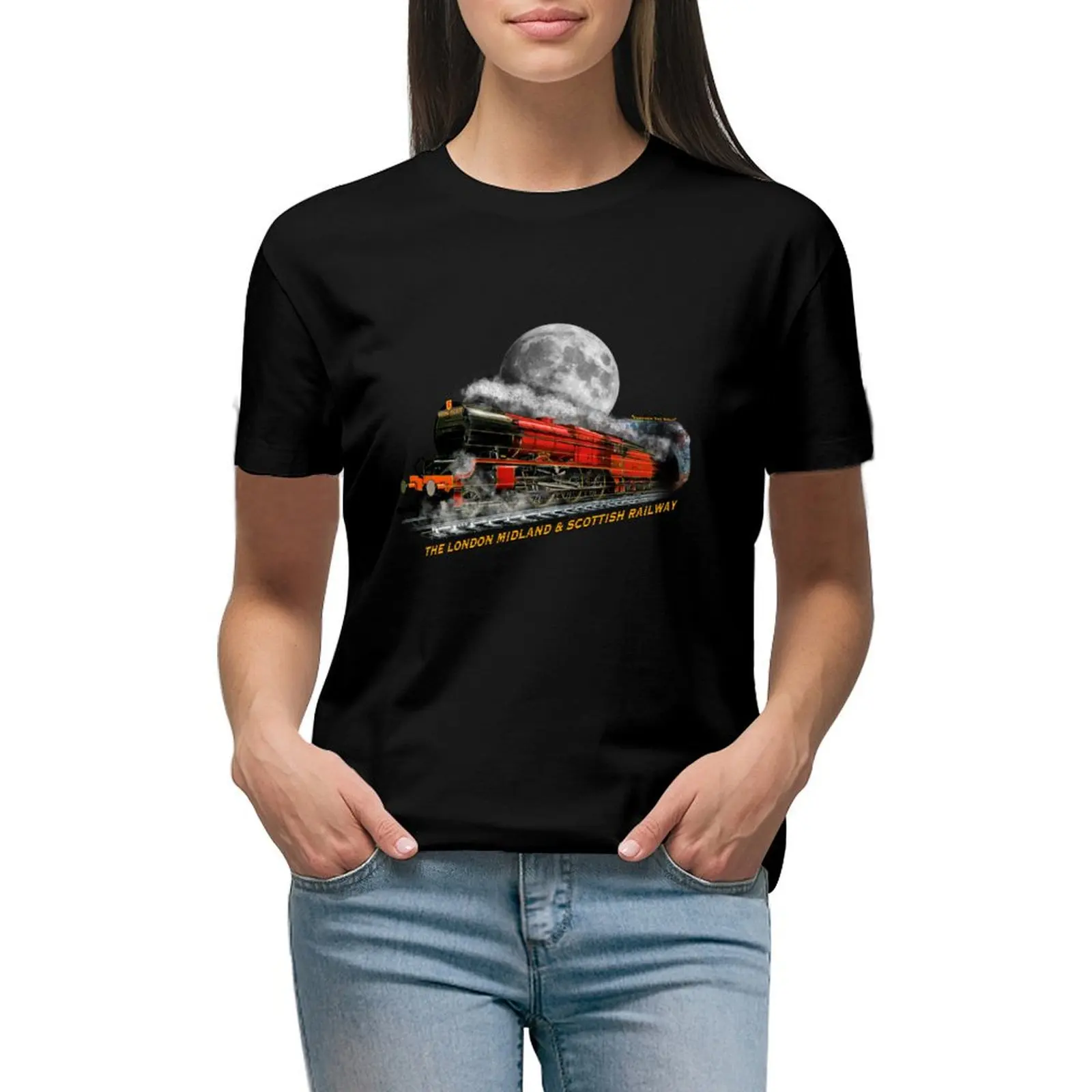 The Legendary Royal Scot Steam Train Through The Night by Motormaniac T-shirt summer top summer tops T-shirt Women