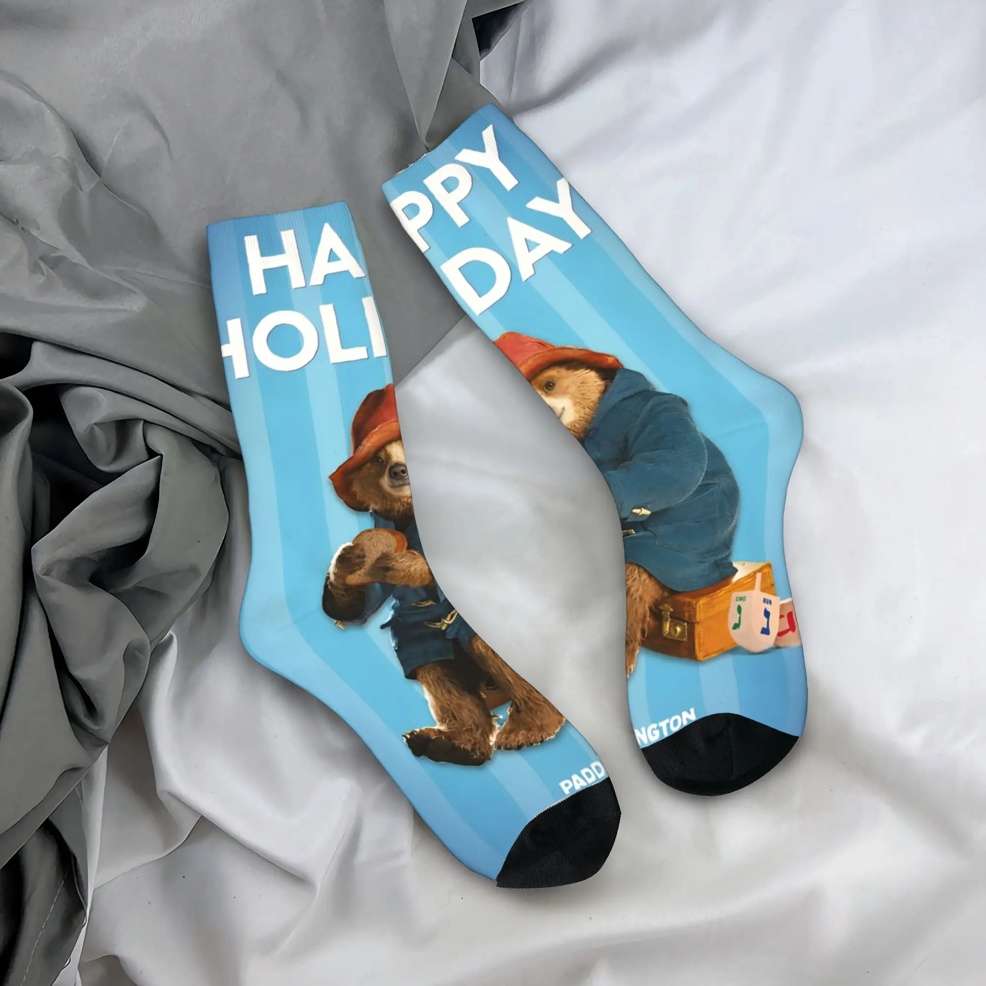 

Paddington Brown Bear Socks Winter Kawaii Stockings Novelty Men's Medium Soft Socks Printed Outdoor Non-Slip Socks