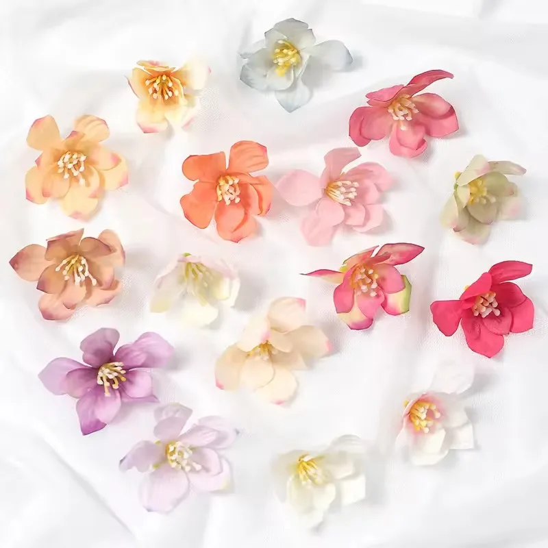 Têtes de roses artificielles de 5cm, 50 pièces, fausses fleurs artisanales, couronne de noël, accessoires pour cheveux, décoration de mariage à domicile