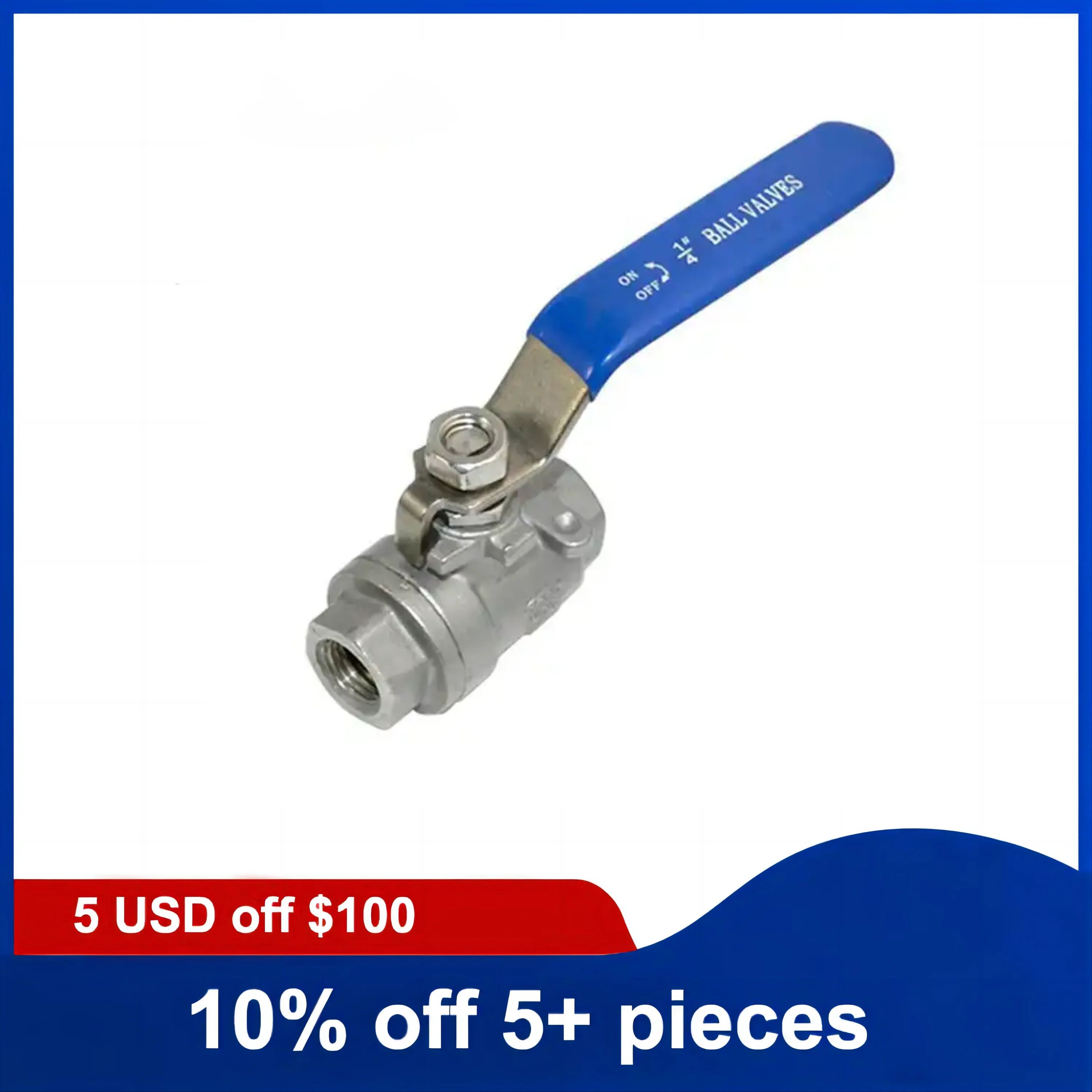 2-1/2'' 304 Stainless Steel Manual Valve Two Pieces Two Way Female Thread Manual Valve