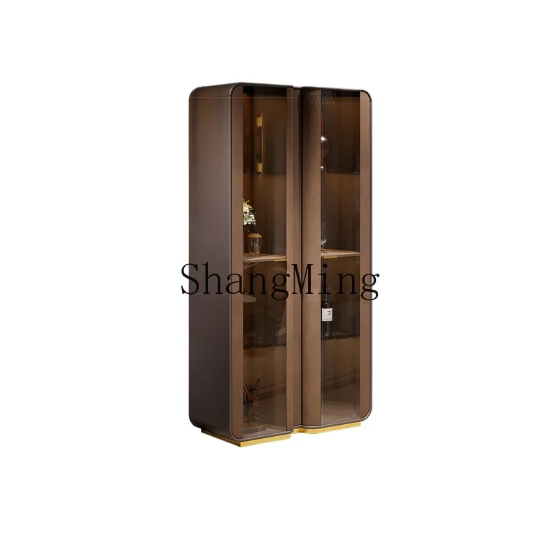

LXY household simple wall guest restaurant storage room hall cabinet modern fashion double door high-end glass bookcase