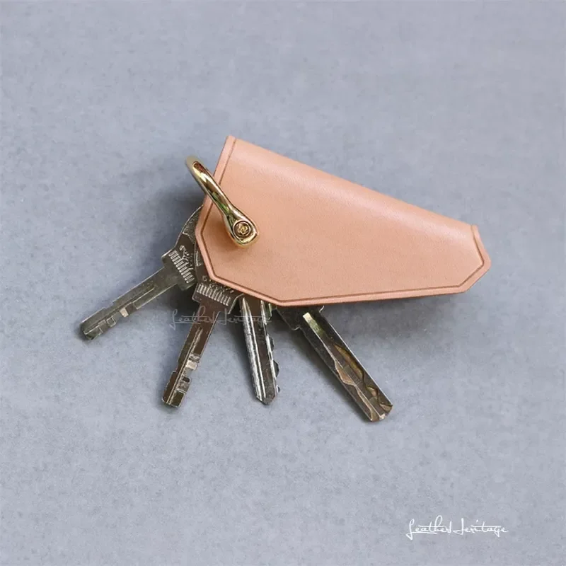 for Hjkl Minimalist Handmade Vegetable Tanned Leather Key Bag Flat Compact Swivel Out Key Holder Organizer