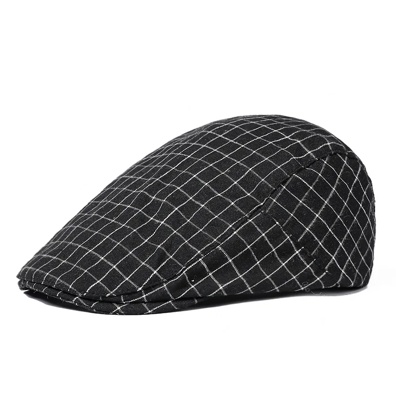 2024 Four Seasons Cotton Plaid Newsboy Caps Flat Peaked Cap Men and Women Painter Beret Hats 179