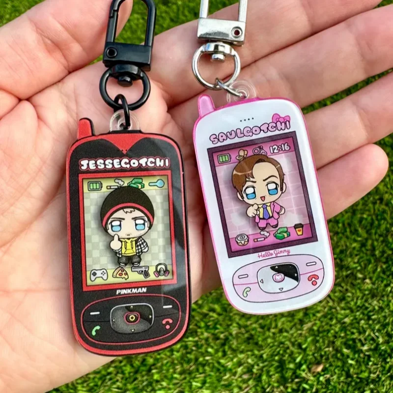 Breaking Bad Saul Goodman Jesse Pinkman Tamagotchi Phone Virtual Pet Acrylic Keychain Kawaii Anime Collectible BCS
