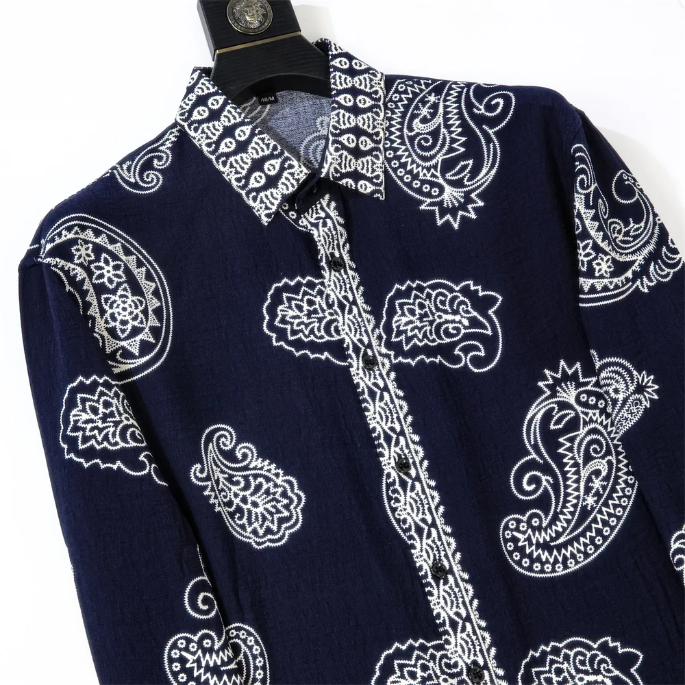 2026 Summer Cashew Flower Long Sleeved Shirt for Men Luxury Non Ironing Casual Business Shirts Social Party Tuxedo Blouse M-4XL