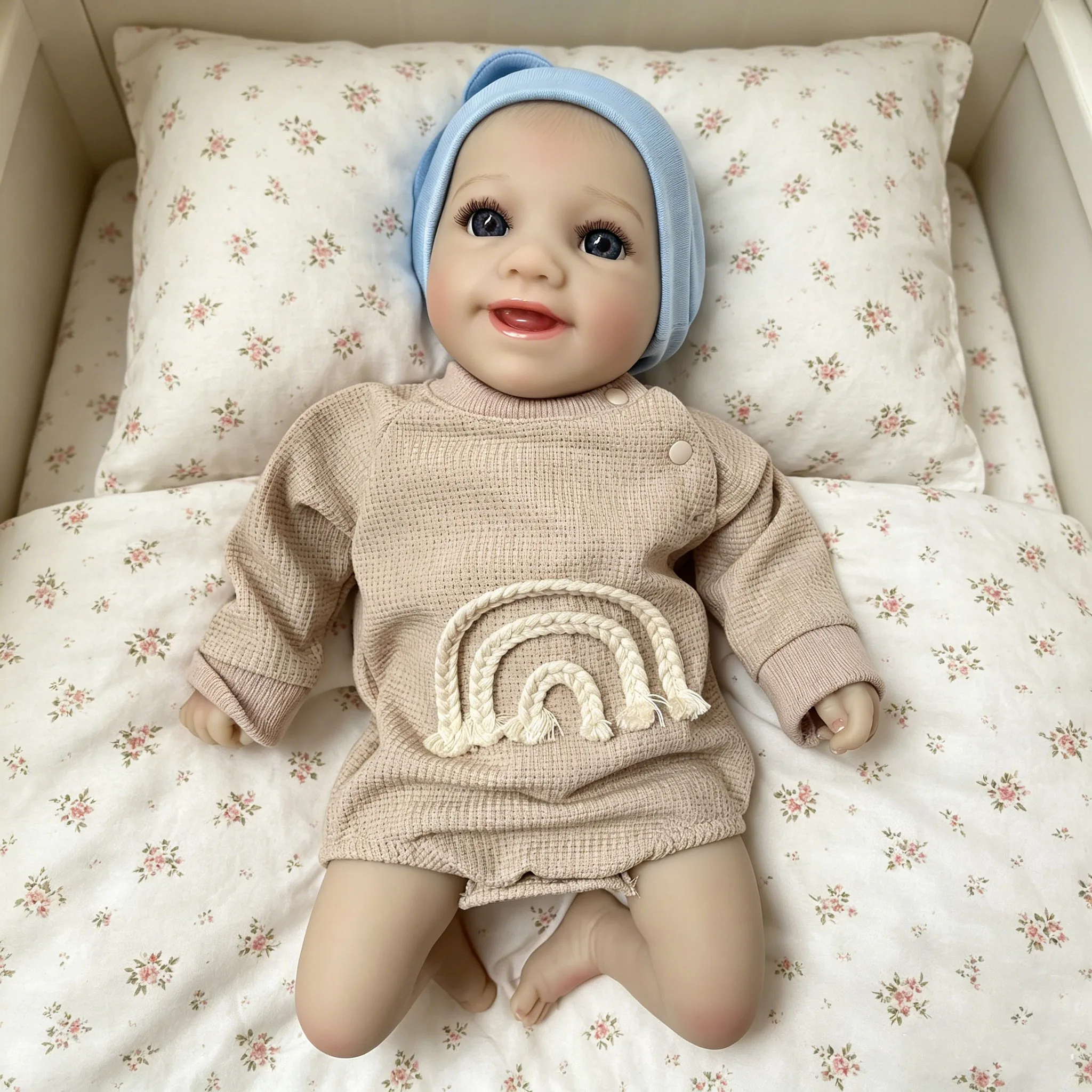 Multiple Styles Choose 17inch Lifelike Reborn Baby Doll Smiling Soft Cloth Body Hand Painted Hair Multiple Layers Painting Skin