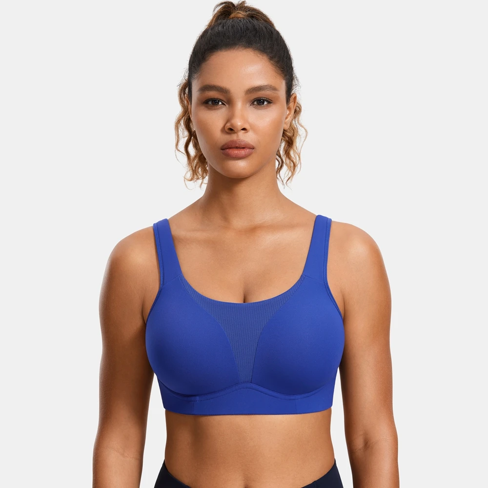 Women Sports Bra High Impact Padded Wireless Supportive Plus Size Solid Shockproof  Workout Fitness Bras Tops Casual