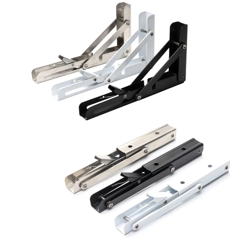 Heavy Duty Folding Shelf Brackets 6-20inch Triangle Straight Billy Bracket Wall Mounted Bench Table Work with Screw Space Saving