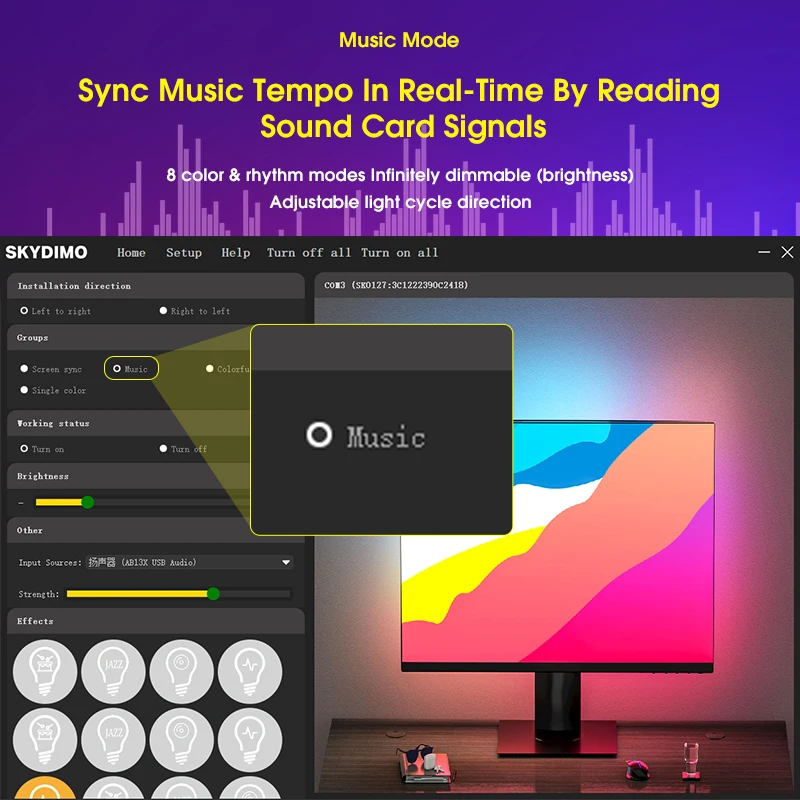 RGB Ambient PC podświetlenie ekran monitora do synchronizacji kolorów inteligentny pasek kontrolny na ekranie pulpitu lampa taśmowa do gry