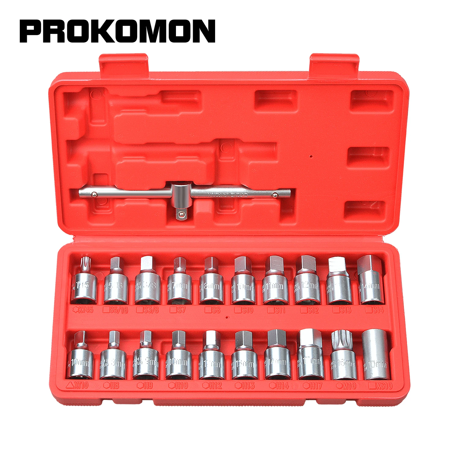 

21pc Oil Drain Sump Plug Key Socket Set Gearbox & Axel Removal Wrench Tool Kit