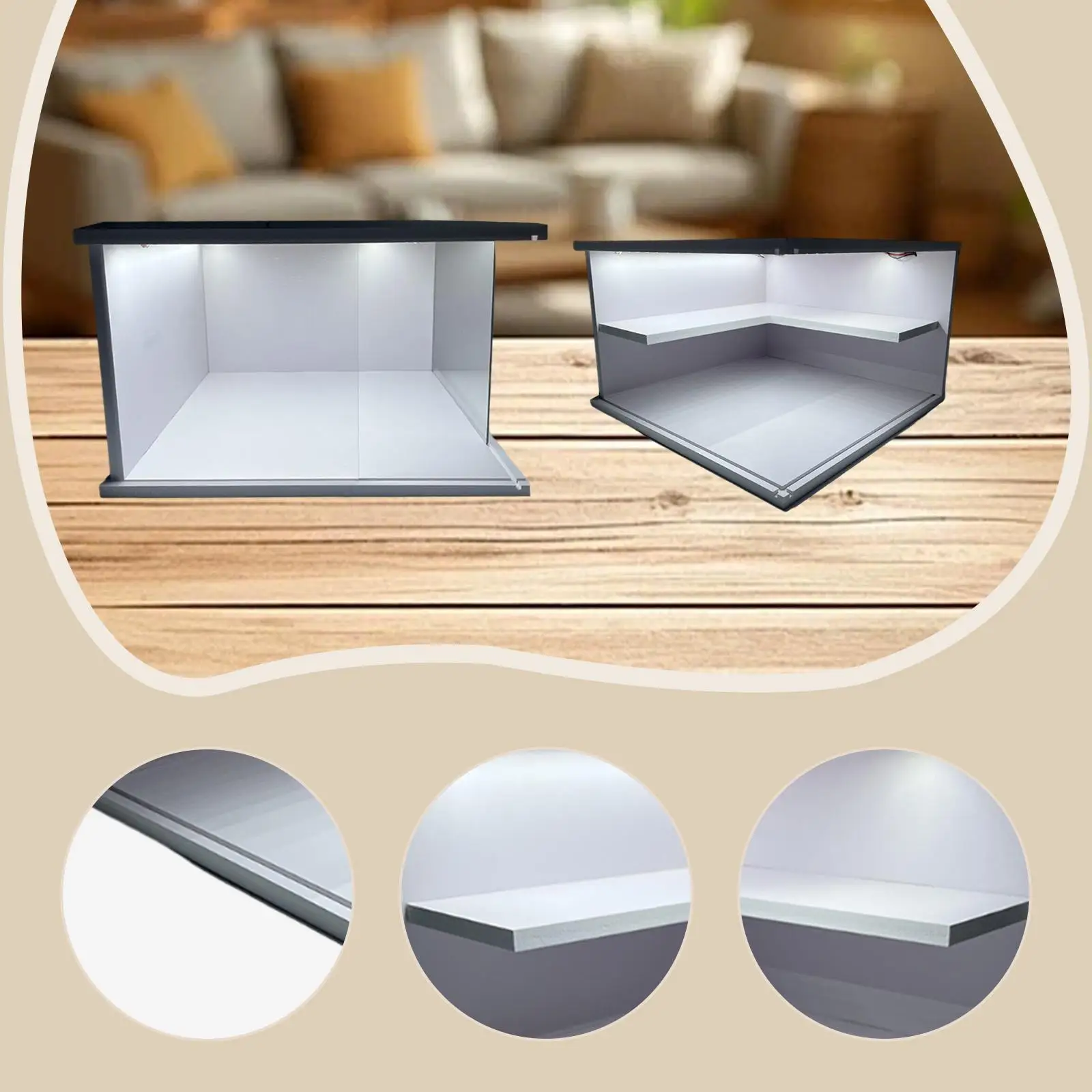 Garage Display Case with LED Crafts Clear Protection Display Box for Jewelry Building Blocks Figure Figures Mini Dolls Statue