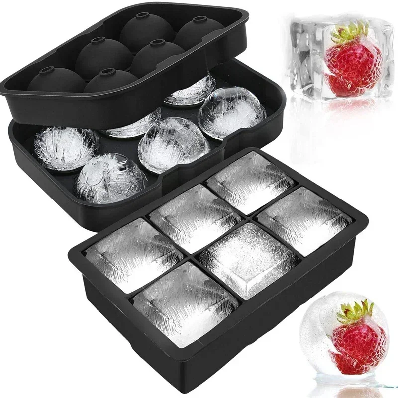 4/6/8/15 Grid Silicone Big Ice Tray Molds with Lid Giant Tray Summer DIY Ice Maker Home Bar Ice Ball Molds for Whiskey Cocktail