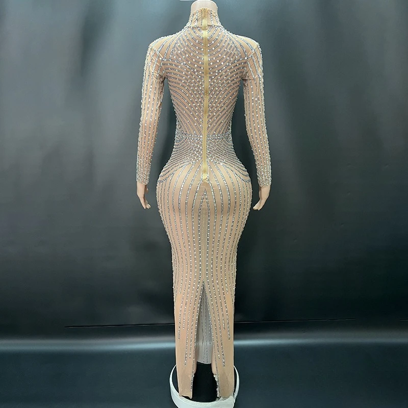 Rainha brilhante strass temperamento vestido celebridade festa de aniversário luz vestido de luxo empresa reunião anual hospedagem noite