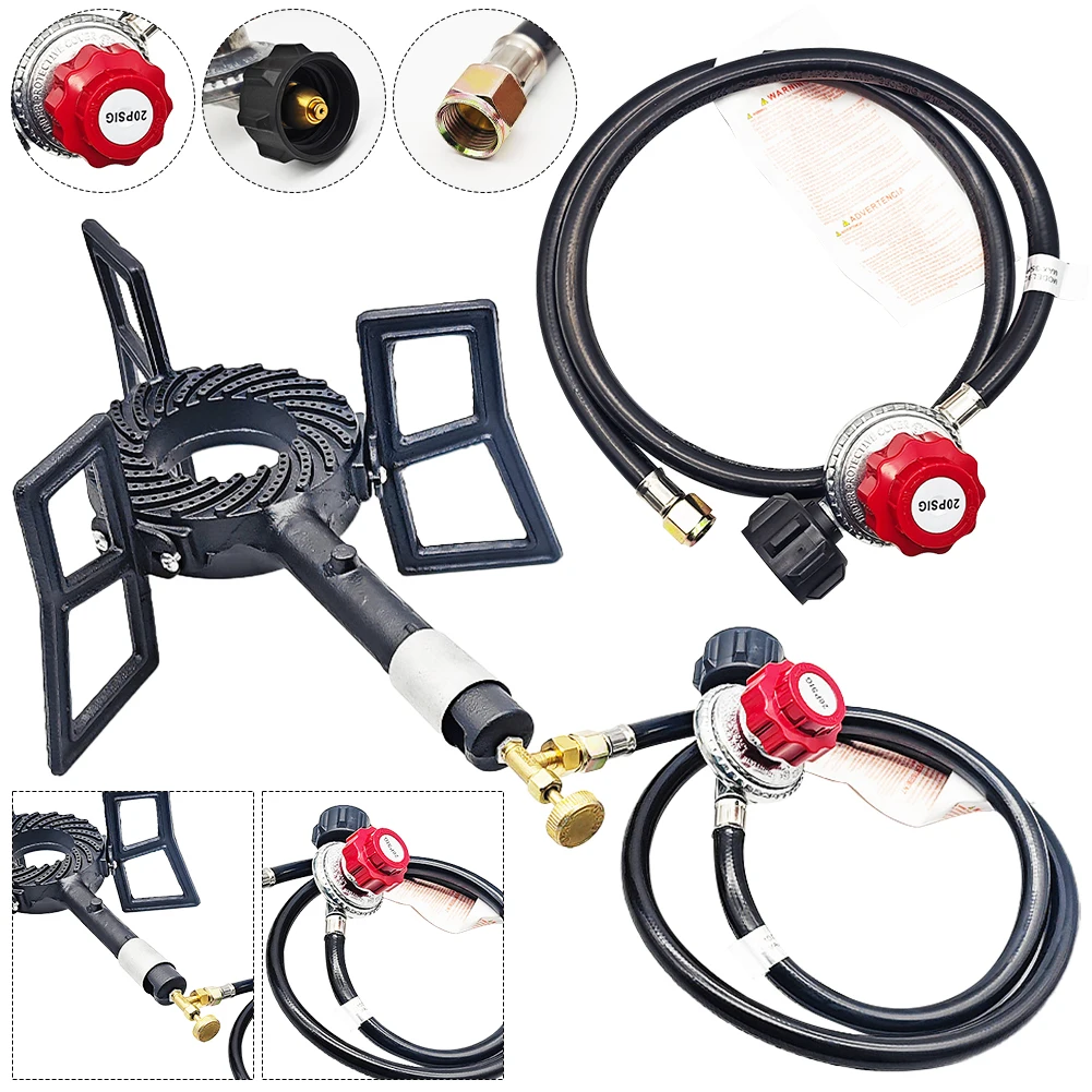 1.5FT 0-20 PSI Adjustable Grill Connector High Pressure Propane Regulator with Hose for Burner Turkey Fryer Forge Smoker Cooker