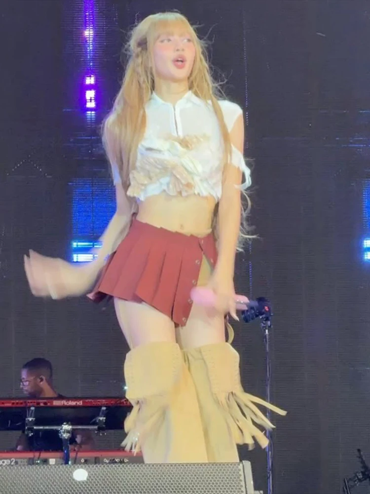 Sisterlinda الصيف الاتجاه الجديد التنانير الصغيرة النساء زر مرونة الخصر Ruched الانقسام هوتي الشارع موضة تنوعا نمط قيعان