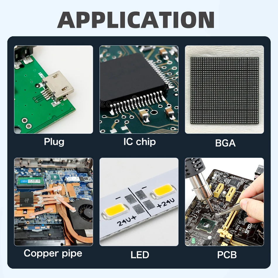 Pasta de soldadura sin plomo tipo tubo de aguja, punto de fusión Sn96.5Ag3.0Cu0.5, 217 ℃, pasta de soldadura de reparación de PC