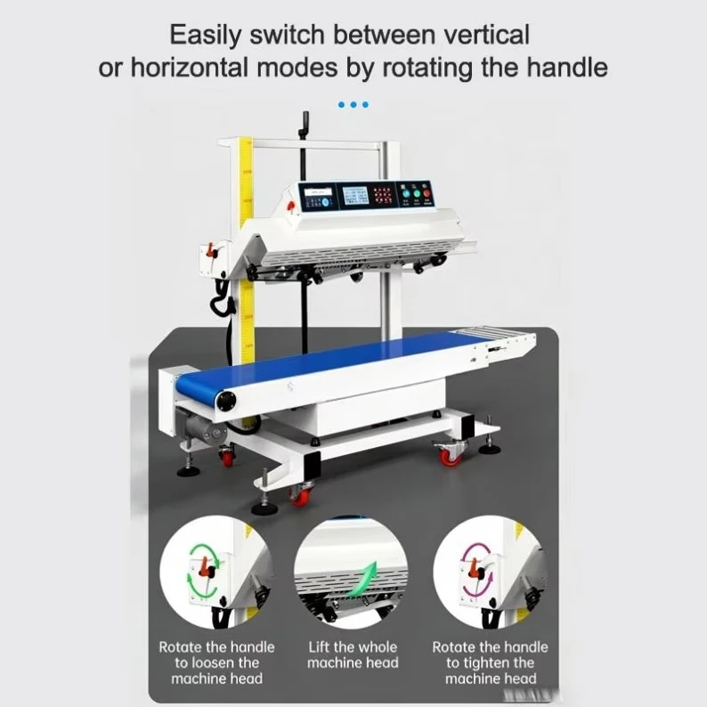 Industrial Vertical/Horizontal Two-in-One Continuous Food Pouch Plastic Bag Sealing Machine Heat Sealer