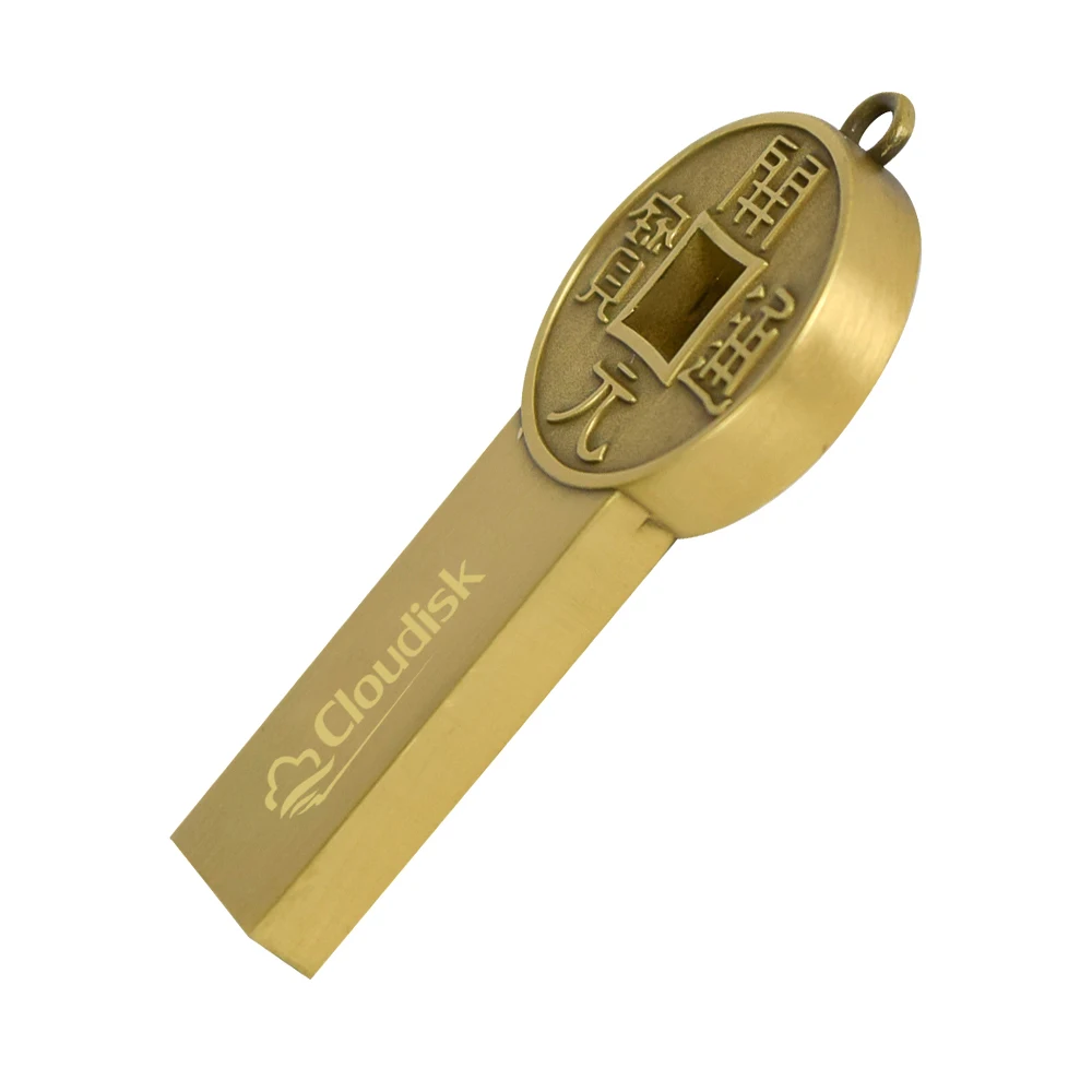 Cloudisk Chiavetta USB in metallo a forma di moneta cinese retrò 1 GB 2 GB 4 GB 8 GB 16 GB 32 GB 64 GB 128 GB USB 2.0 U Disco per PC Computer