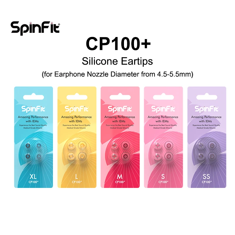 SpinFit CP100 + PLUS Silikon-Ohrstöpsel für HiFi-Kopfhörerdüse, Durchmesser 4,5–5,5 mm