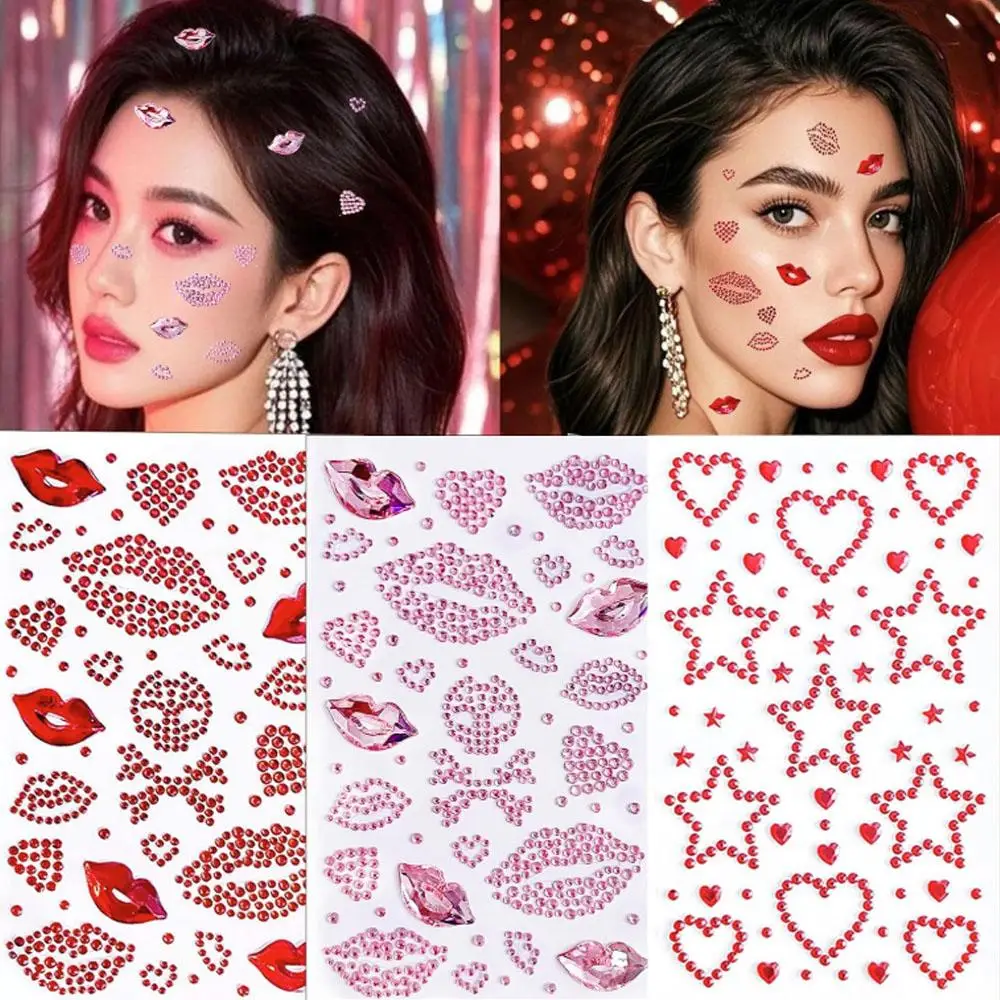 3Sheets Face Jewels Rhinestones Spider Web Halloween Fashionable Face Gems Stick on Jewels Tattoo Festival Diamonds Face Makeup
