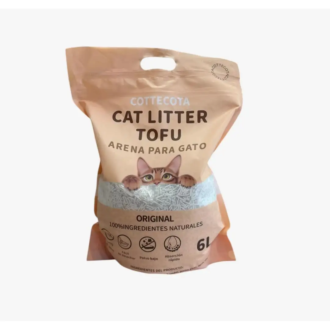 Arena para Gatos 6 L de Tofu ecológico Vegetal, 2,5kg Lecho natural para Gatos Libre de Polvo Arena Natural Aglomerante ,Arena para mascota vegetal absorvente , Arena de tofu para gatos antiolor y
