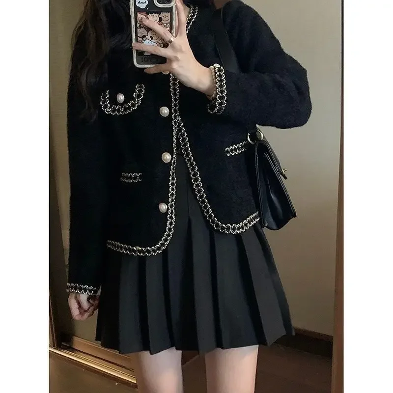 

Короткая новая норковая куртка, темпераментный свитер, универсальный вязаный топ, ароматный кардиган на весну, осень и осень и зиму