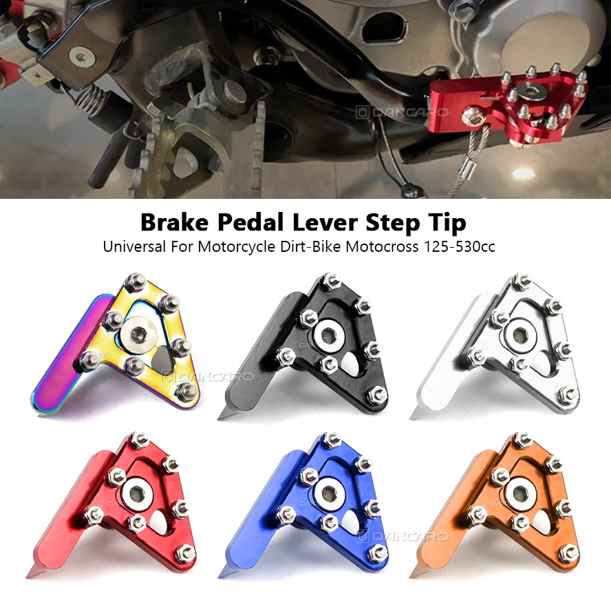 Motorcycle Rear Brake Pedal Lever Foot Peg Step Tip CNC Universal For Honda Yamaha Kawasaki 125-530cc Dirt-Bike Accessories