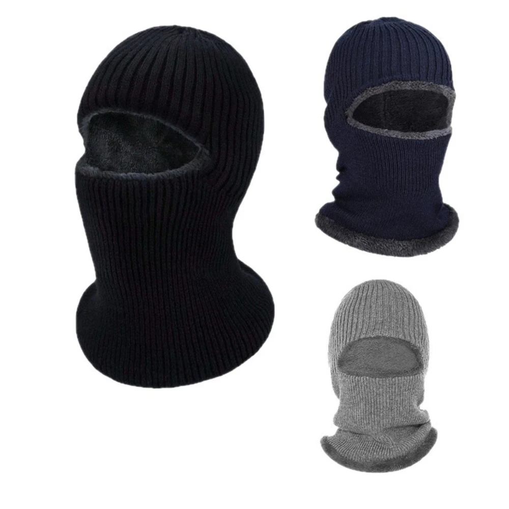 1 قطعة قبعات صوف شتوية دافئة للرجال ، قناع وجه لحماية الأذن في الهواء الطلق ، قبعة محبوكة سميكة للدراجة وشاح أقنعة مقاومة للرياح