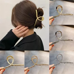 Fashion New Women's Hair Clips Gold Silver Hollow Out Geometric Metal Hair Claws Retro Headwear Popular Hair Accessories