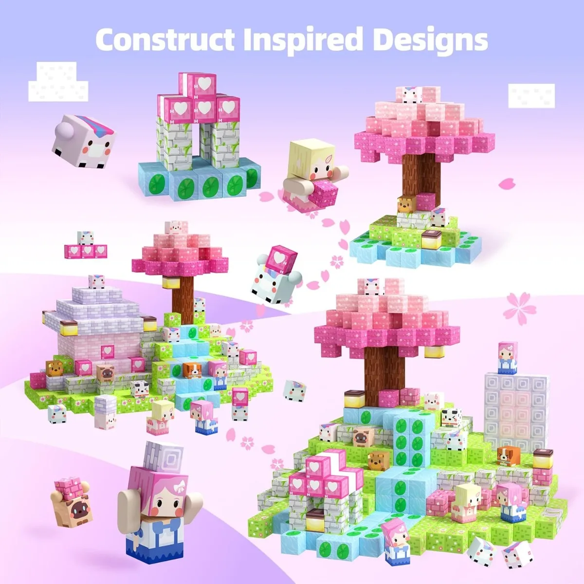 Magnetic Building Blocks Toy Mine World Magnet Princess Castle Blossom Cave Cube Set Brick Christmas Halloween Toys Kid Gift