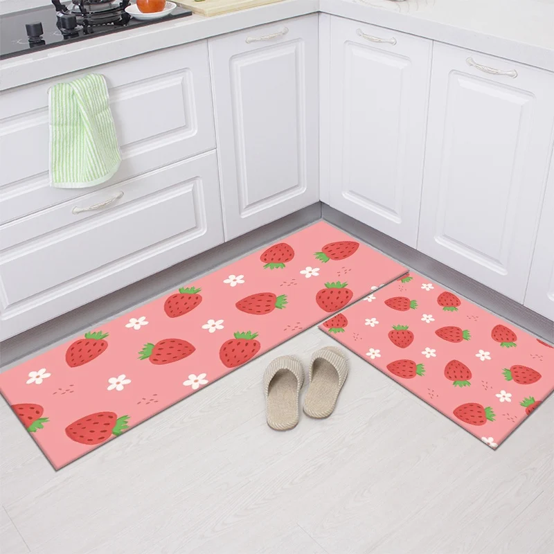 VIKAMA 2pcs Cartoon Series Rug Stain-resistant and Non-slip Entrance Hallway Doormat Kitchen & Laundry Room Rug Home Decor