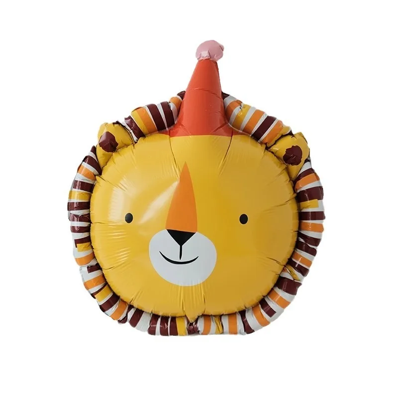 Birthday Hat Cartoon Animal Shape Aluminum Film Balloon Cat Lion Monkey Bear Children\'s Day Birthday Party Decoration