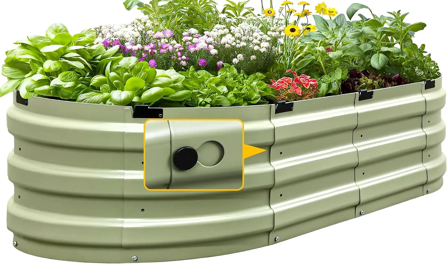 Kit de Jardinera Elevada Galvanizada Mejorada, Fácil de Montar en 10 Minutos, Verde Oliva, 47x24x12 Pulgadas, para Vegetales y Flores