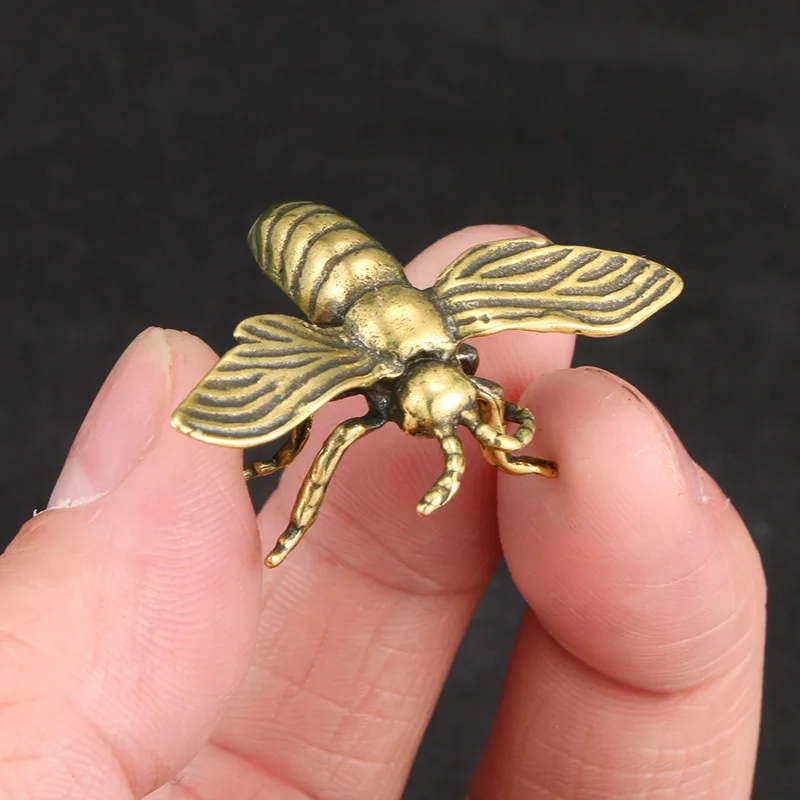 

Retro Solid Brass Bee Figurines Animal Statue Copper Ornaments Desktop Decoration Crafts Sculpture Home Decor Child Gift