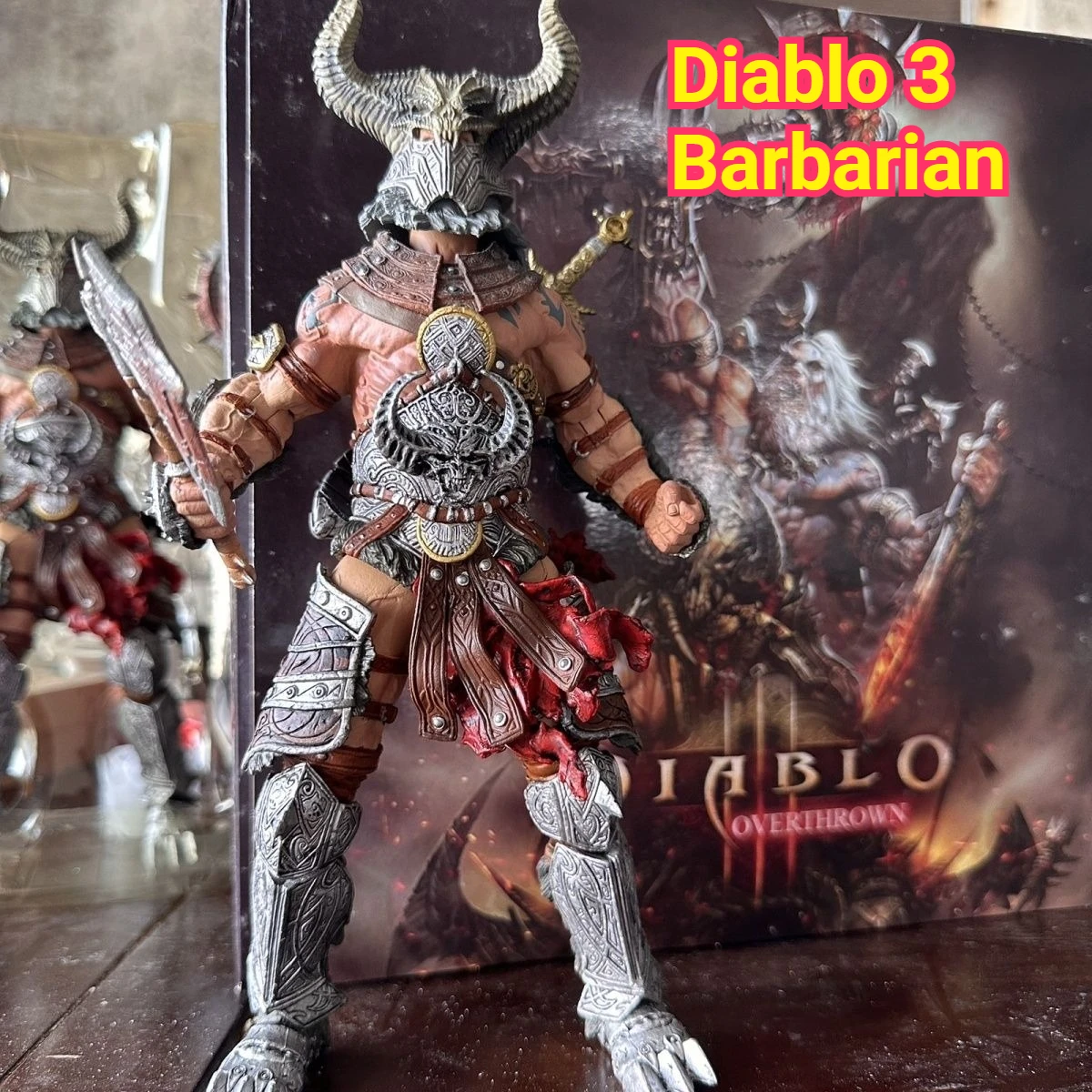 Blizzard Diablo 3 Barbarian with Helmet Standing Version, Fully Articulated Action Figure, Collectible Model Desktop  Gift