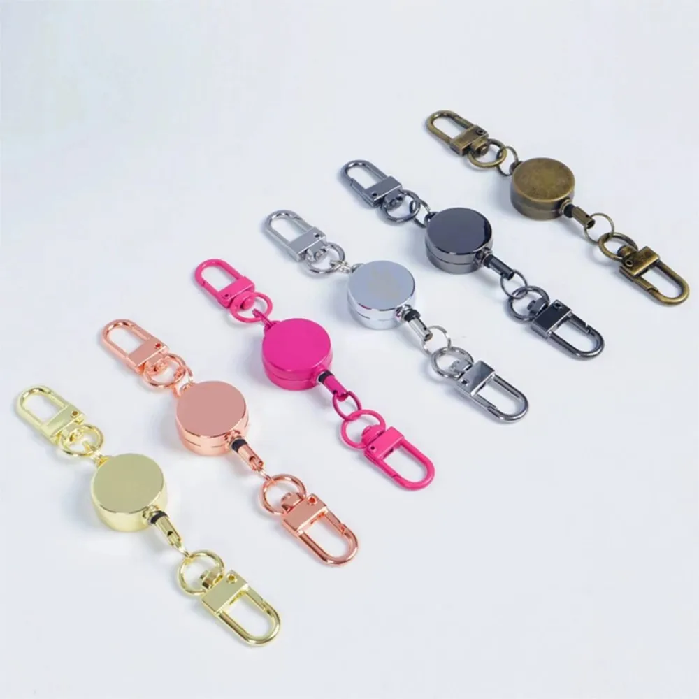 1Pc Metal Easy-To-Pull Buckle Rope Elastic Keychain Anti-Theft Retractable Key Holder For DIY Key Ring Accessories Findings