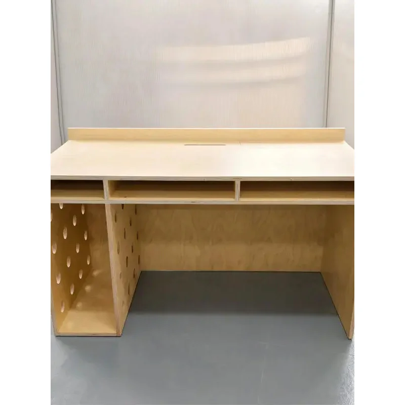 custom.Simple Long Table Hole Board Computer Desk Commercial Wood Modern Minimalist Office Workbench Customizable Staff