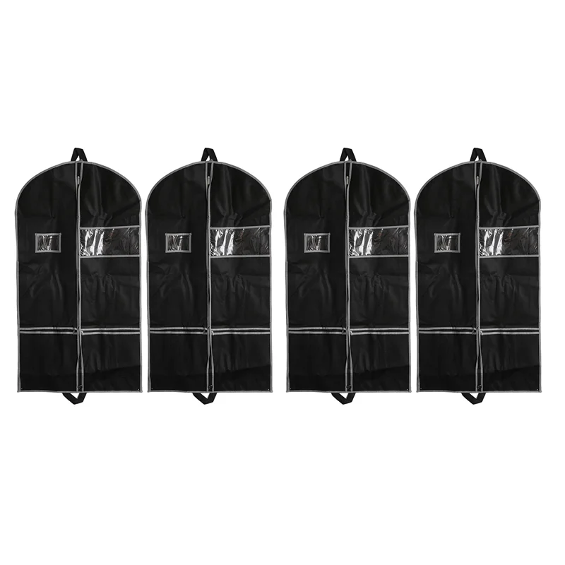

Garment Bags 4 Pack 43 Inch Garment Bags For Storage Travel Nonwoven Fabric Dress Bag Suit Bag With 2 Large Mesh Pockets-ABQU