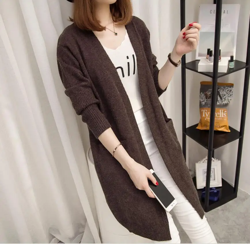 2018 winter new long design knitted women sweater female loose shrug ladies fashion casual warm hot cardigan comfortable jumper