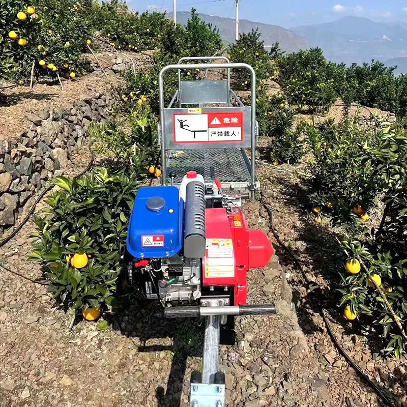 2025 مركبات نقل مثبتة على مسار البنزين للمزارع مركبة نقل السكك الحديدية الصغيرة بدون طيار للبساتين.