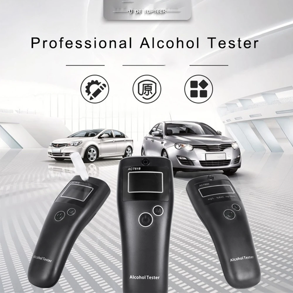 Automatic Alcohol Tester Professional High Accuracy LED Display USB Rechargeable Breathalyzer Portable Alcohol Test Tools ACT600