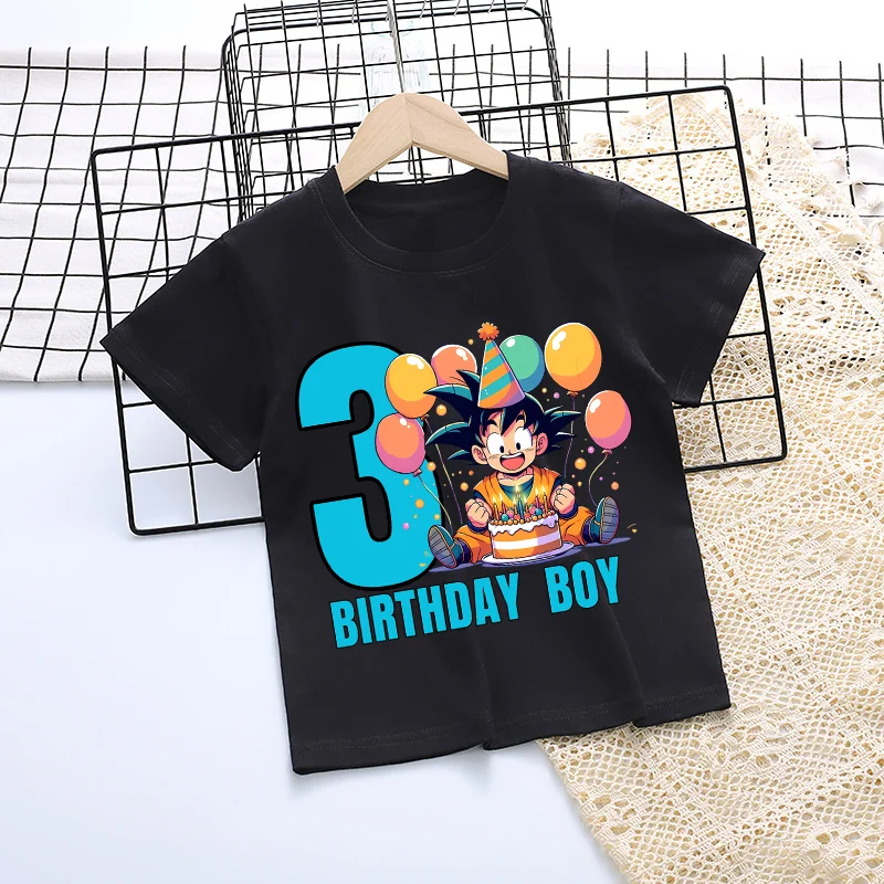 Dragon Ball Birthday Number Printed T-shirt Boys Girls Cartoon Anime Tees Short Sleeve Summer Casual Clothing Loose Tops Gifts