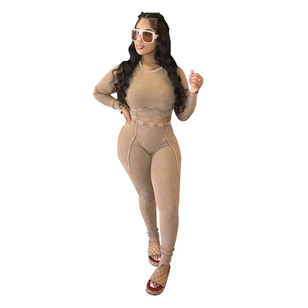 

K10645 Women's Fashion Long Sleeve Sports Suit Sexy Tight Fit European American Style Factory Direct Sale on