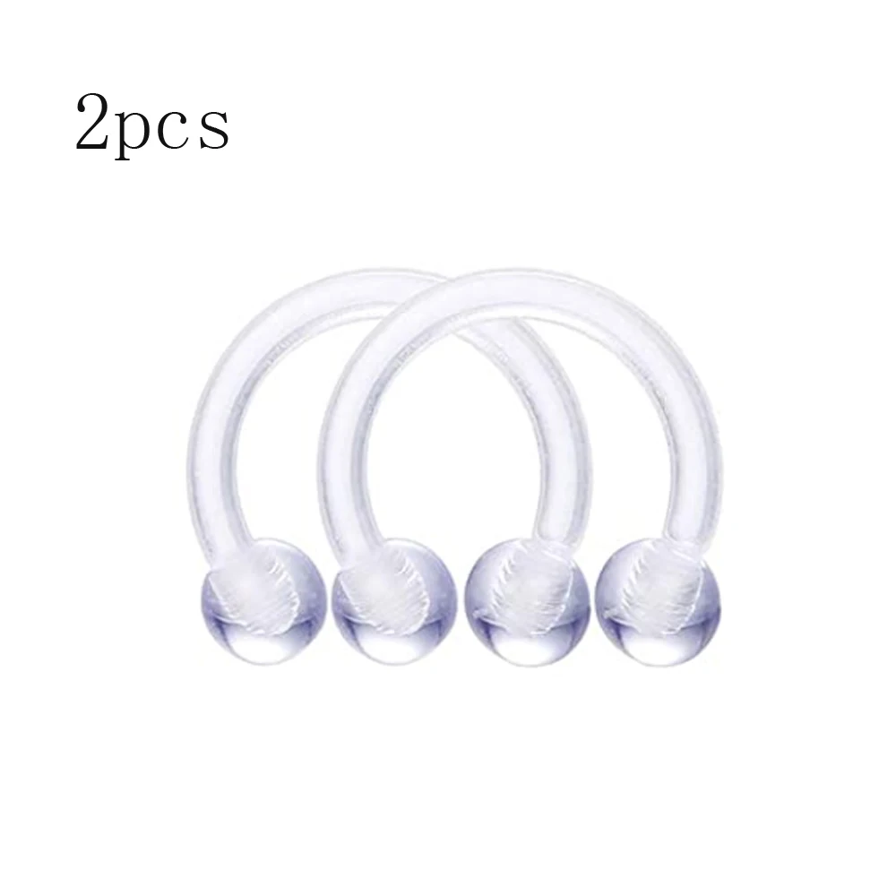 2pcs Clear Bioflex Nose Rings Belly Rings