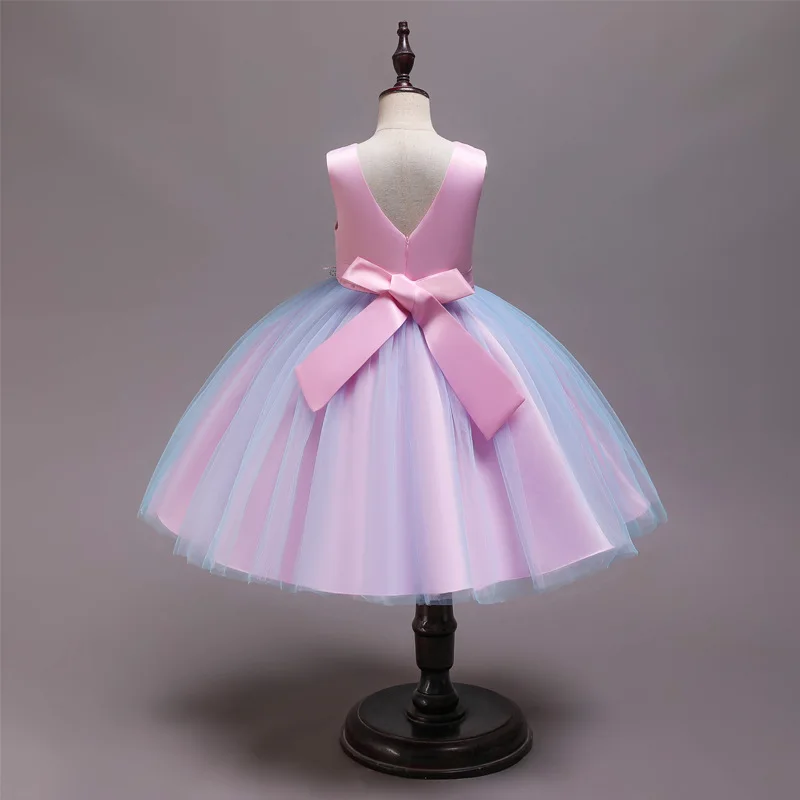 Girl's Wedding Party Gift Spring Dress New Western Style Children's Spring/summer Little Girl Princess Dress Fluffy Yarn Dress