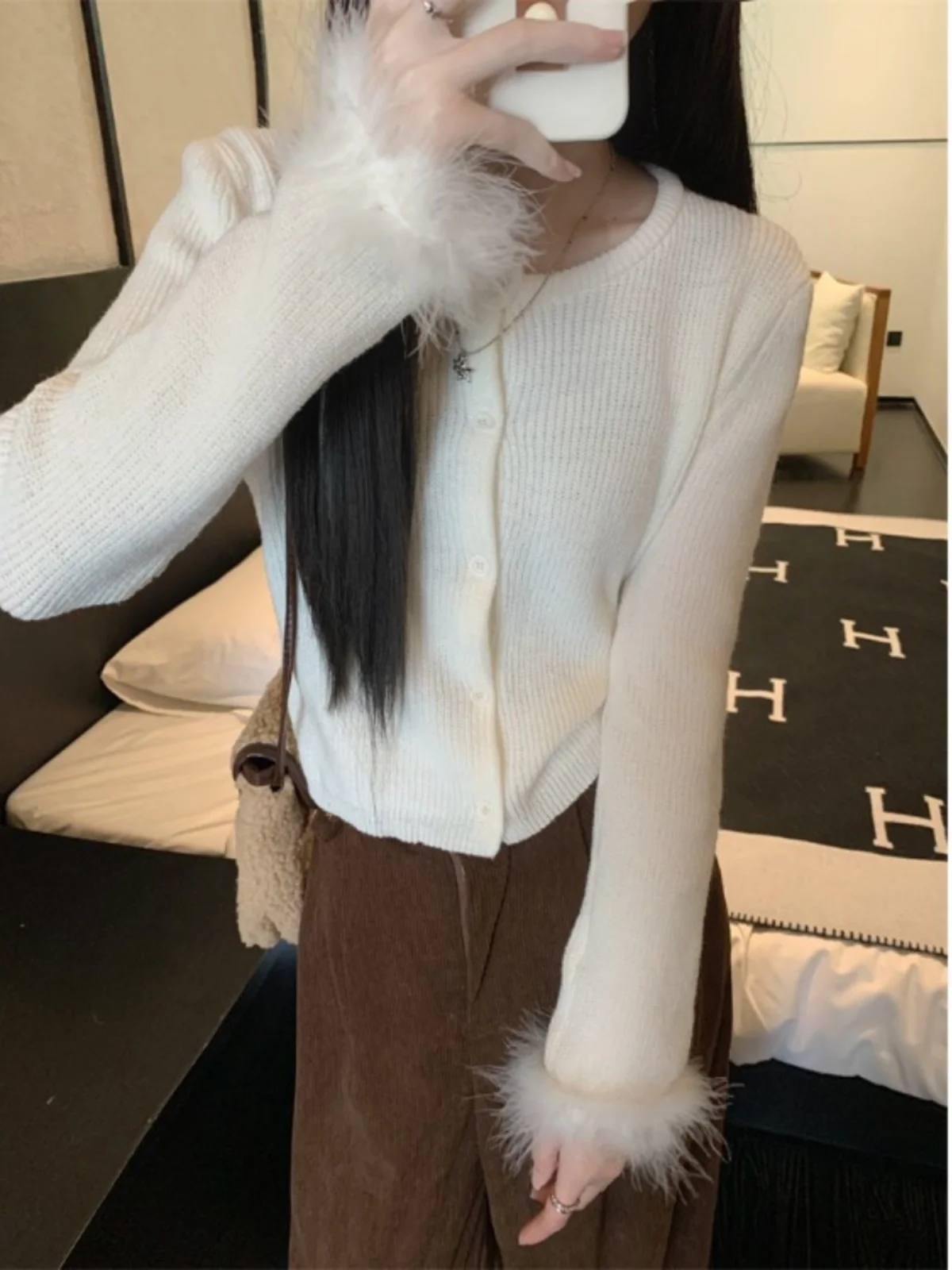 

Облегающий вязаный кардиган-свитер, женский простой корейский свитер Long Sve round Ne ort Length на пуговицах, осень-зима Ins