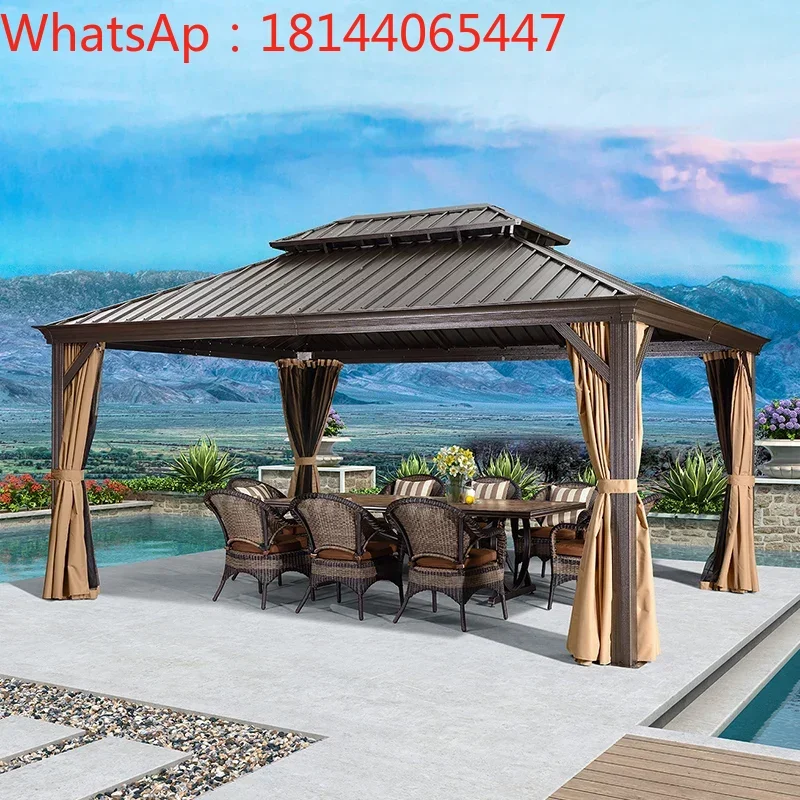 

Custom Pavilion Outdoor Gazebo Aluminum Alloy Court Tent Villa Garden Terrace Canopy Outdoor Awning