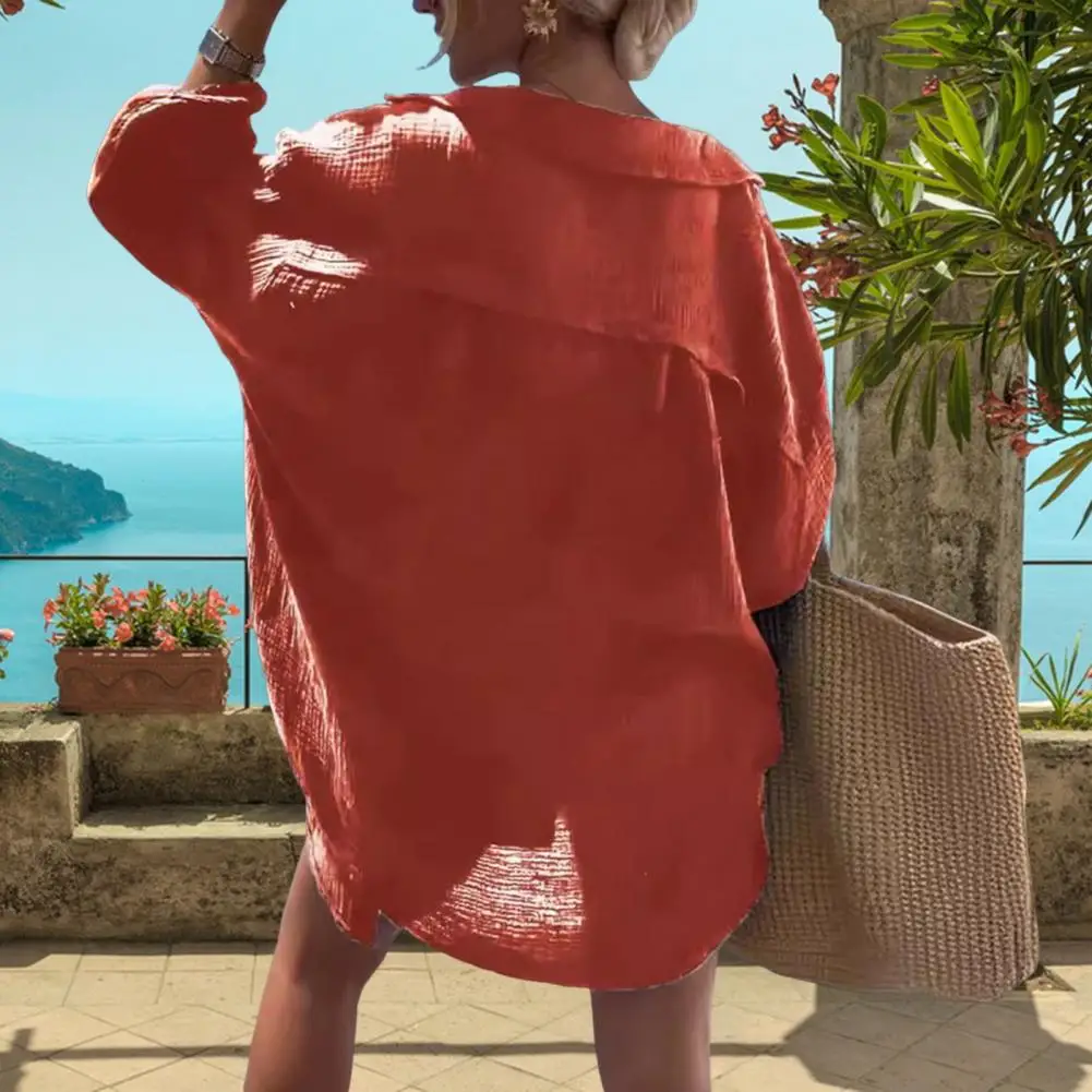 Cappotto estivo con protezione solare copricostume da spiaggia con protezione solare da donna alla moda con Cardigan con risvolto ampio a maniche lunghe per l'estate