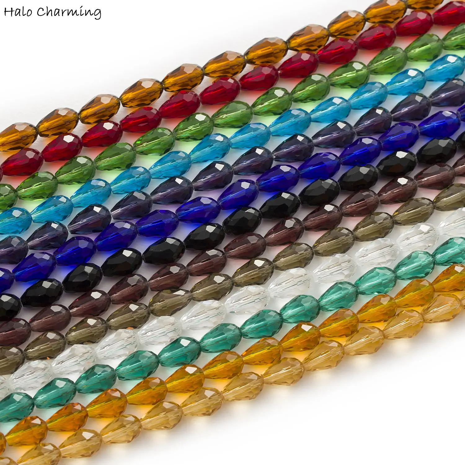 50 قطعة المسيل للدموع قطرة الأسود كريستال زجاج فاصل فضفاض الخرز المعلقات سوار أقراط DIY بها بنفسك مستلزمات صناعة المجوهرات اكسسوارات 12x8mm #4